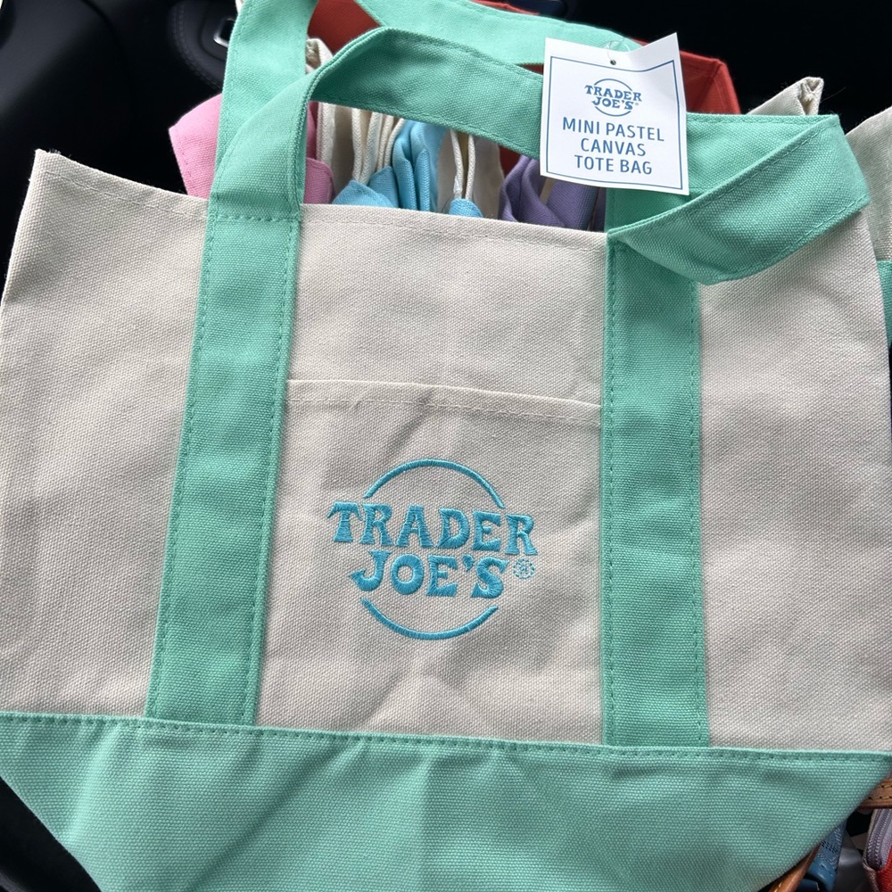 Trader Joe's Mini Pastel Canvas Tote Bag